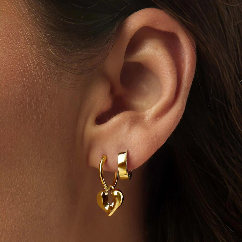 Missoma 18ct Gold Vermeil Sterling Silver Molten Heart Charm Hoop Earrings