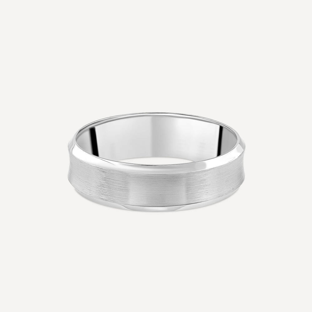 Platinum 6mm Matte Centre Edge Men's Wedding Ring image number 2
