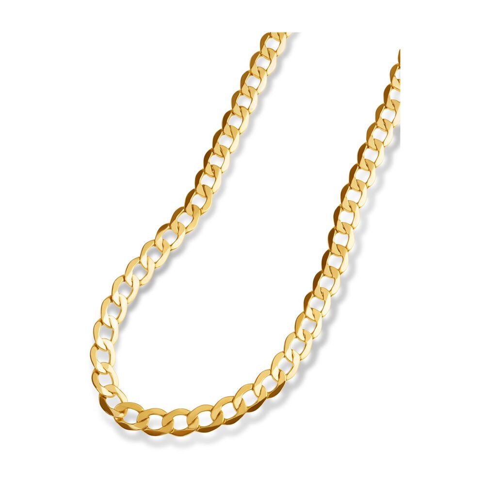 9ct Yellow Gold Flat Curb 51cm Men's Necklace image number 1