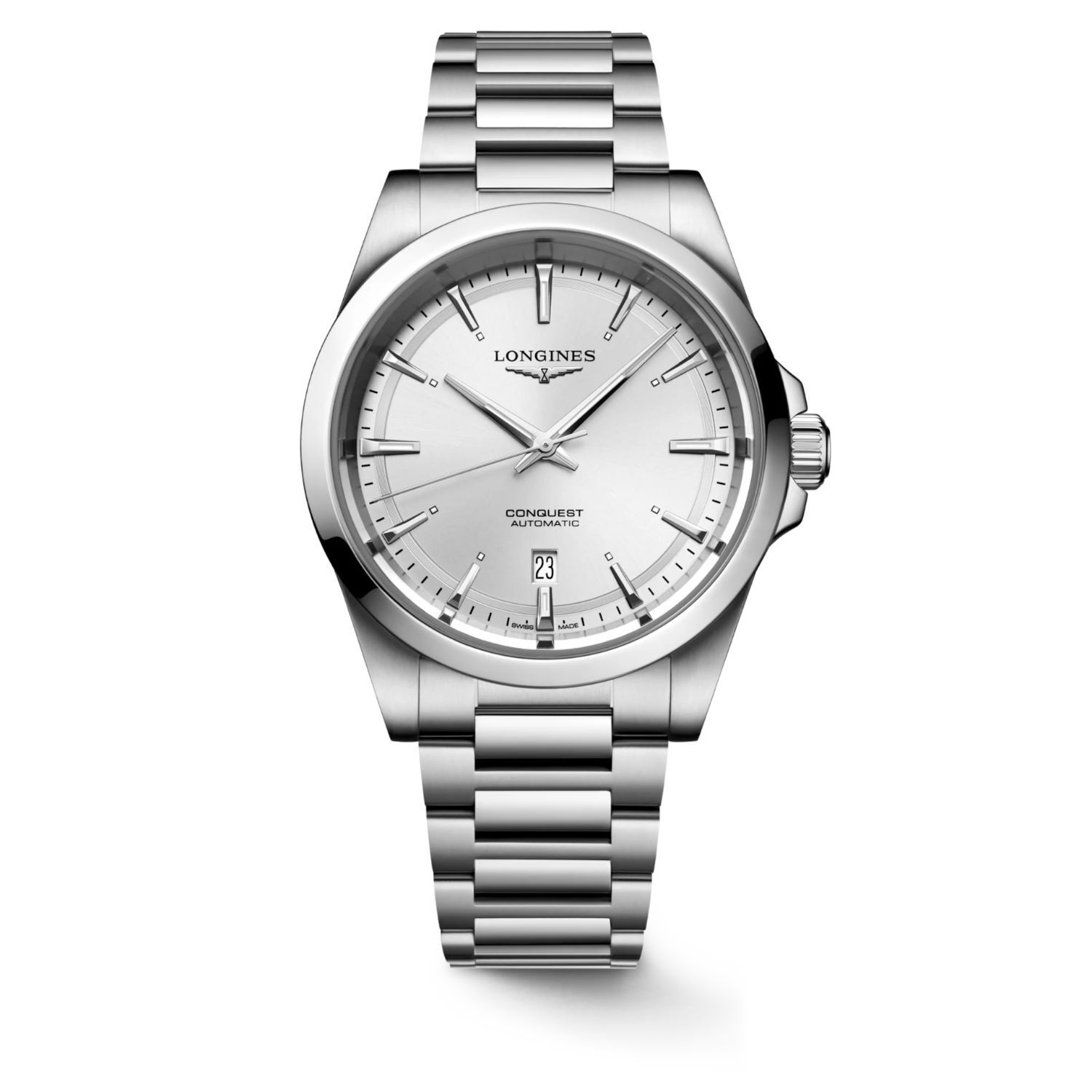 Longines Conquest 2023 41mm Sunray Silver Dial Steel Case Men s Watch