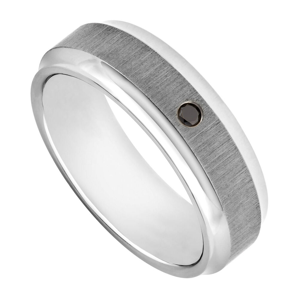 Men's titanium black diamond 7mm ring image number 0