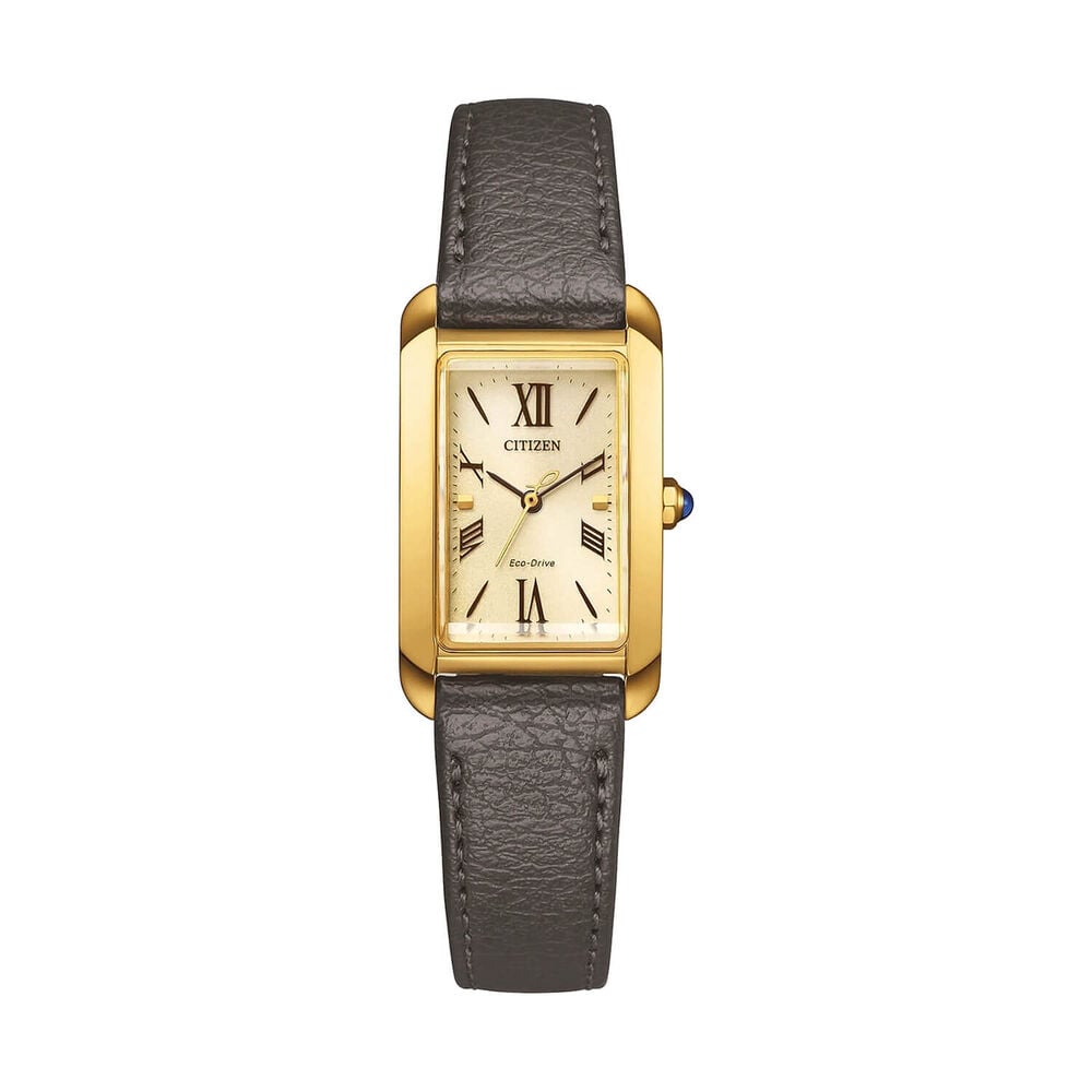 Citizen Bianca 19mm White Dial Black Leather Strap Watch