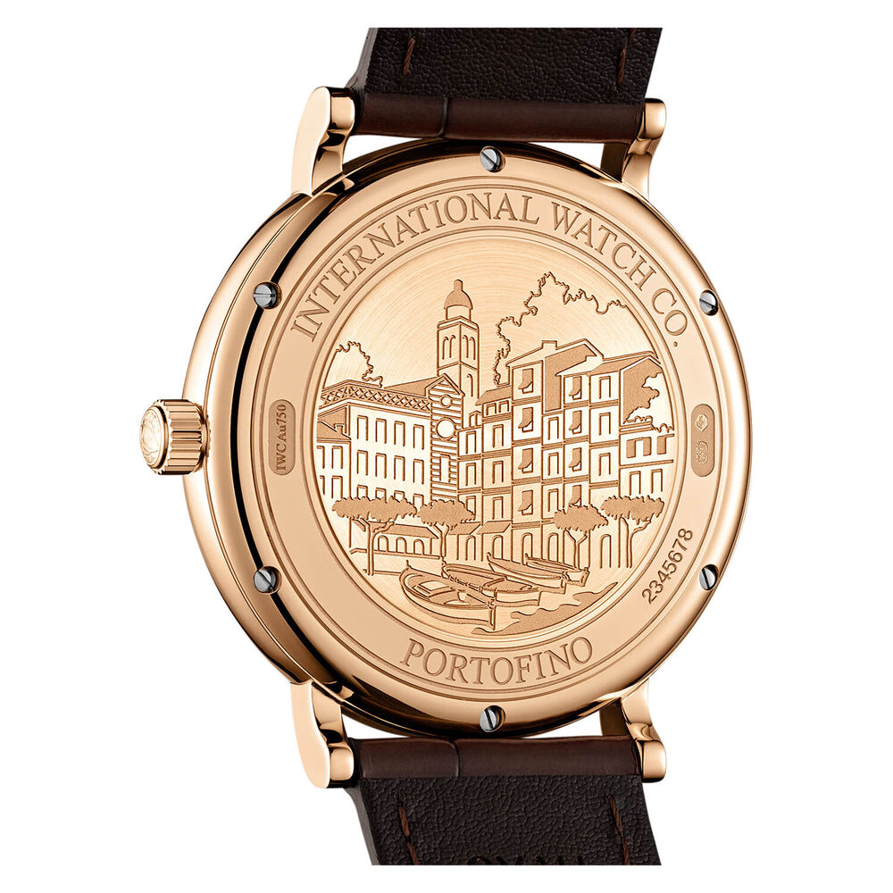 IWC Schaffhausen Portofino Automatic Silver Dial Brown Strap Watch image number 4