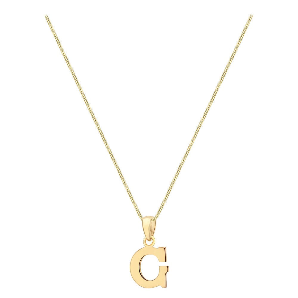 9ct Yellow Gold Plain Initial G Pendant (Special Order) (Chain Included) image number 1