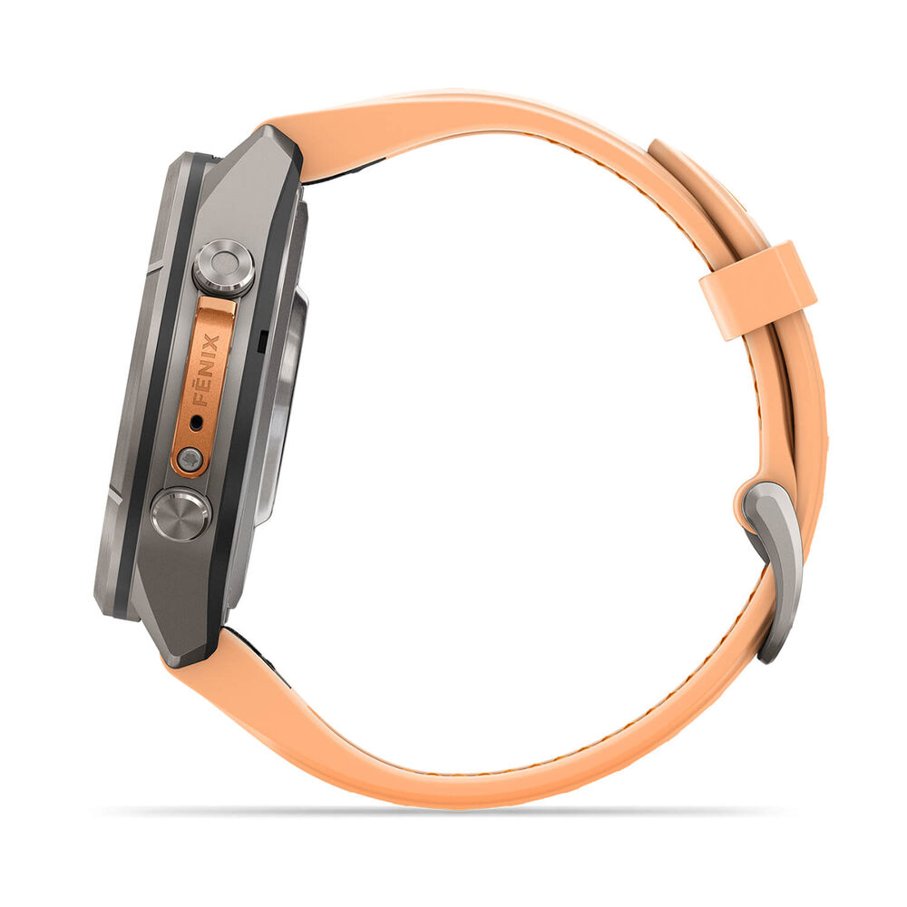 Garmin fenix 9 Pro 43mm Titanium Shell Pink/Autumn Orange Silicone Strap Watch