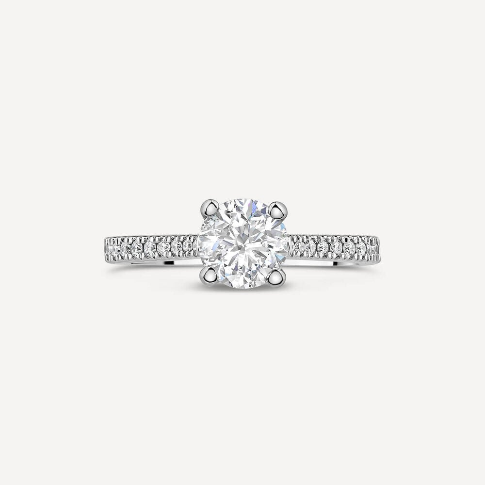 Platinum Solitaire & Shoulders Claw Set 1ct Diamond Engagement Ring image number 1