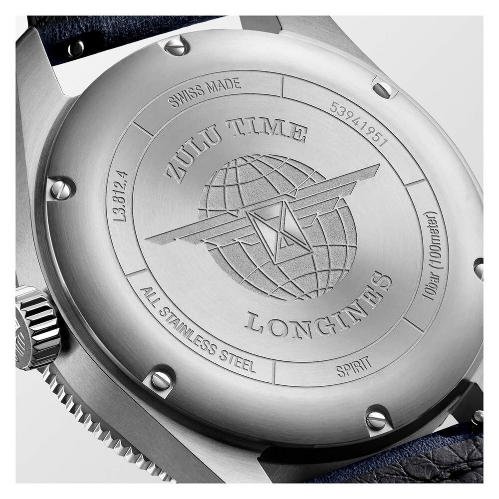 Longines Avigation Spirit Zulu 42mm Automatic Blue Dial Leather Strap Watch image number 4