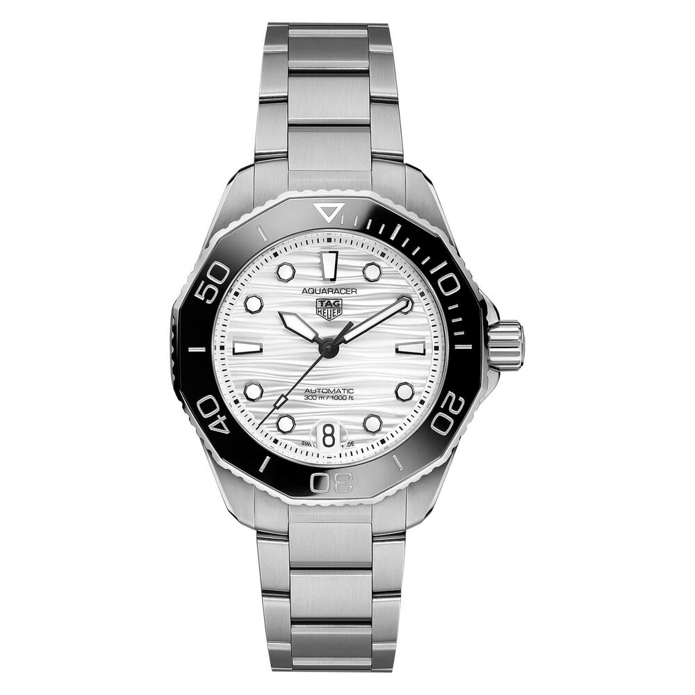 TAG Heuer Aquaracer Professional 300 Date 36mm White Dial Black Bezel Steel Bracelet Watch image number 0