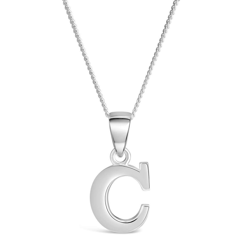 Sterling Silver Block Initial C Pendant image number 0