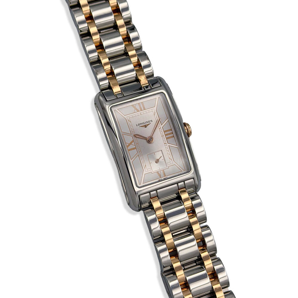 Pre-Owned Longines Elegance DolceVita 23.30x 37mm White Dial Rose Gold Detail Bracelet Watch