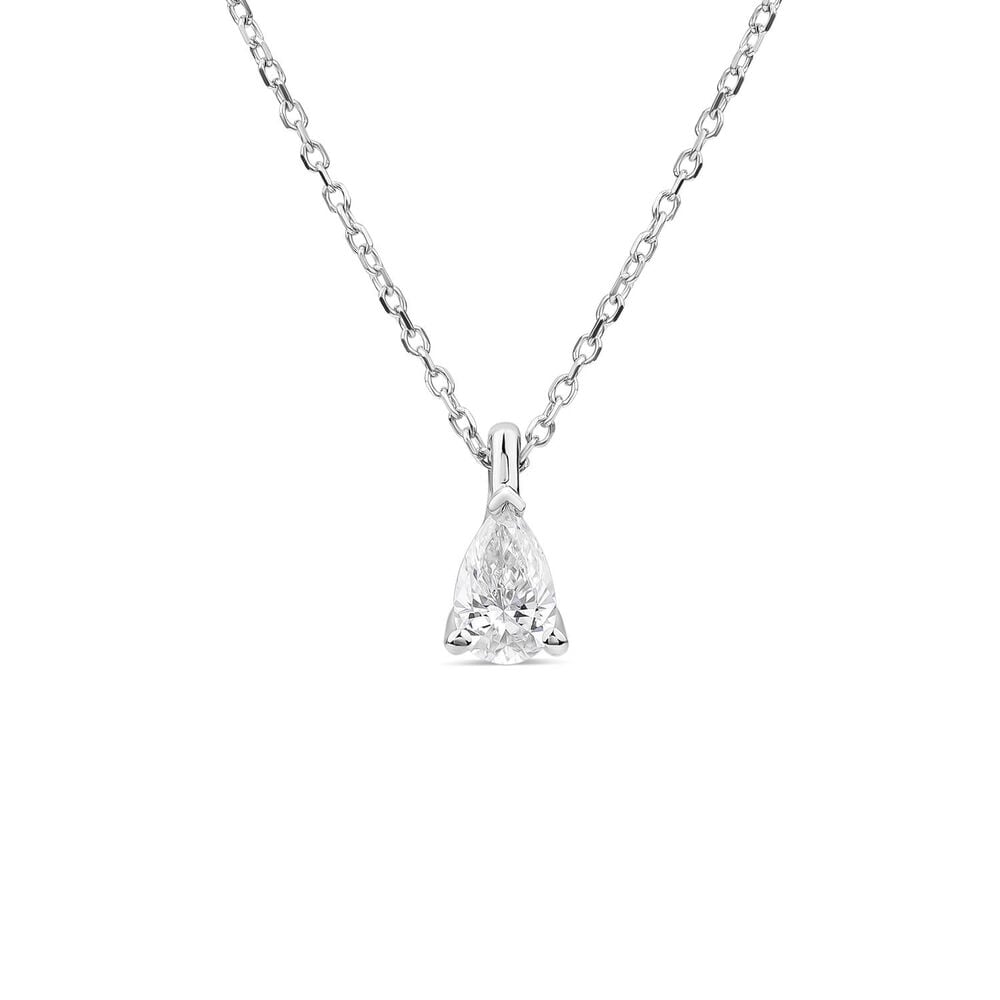 Born 9ct White Gold 0.30ct Lab Grown Pear Diamond Pendant image number 0