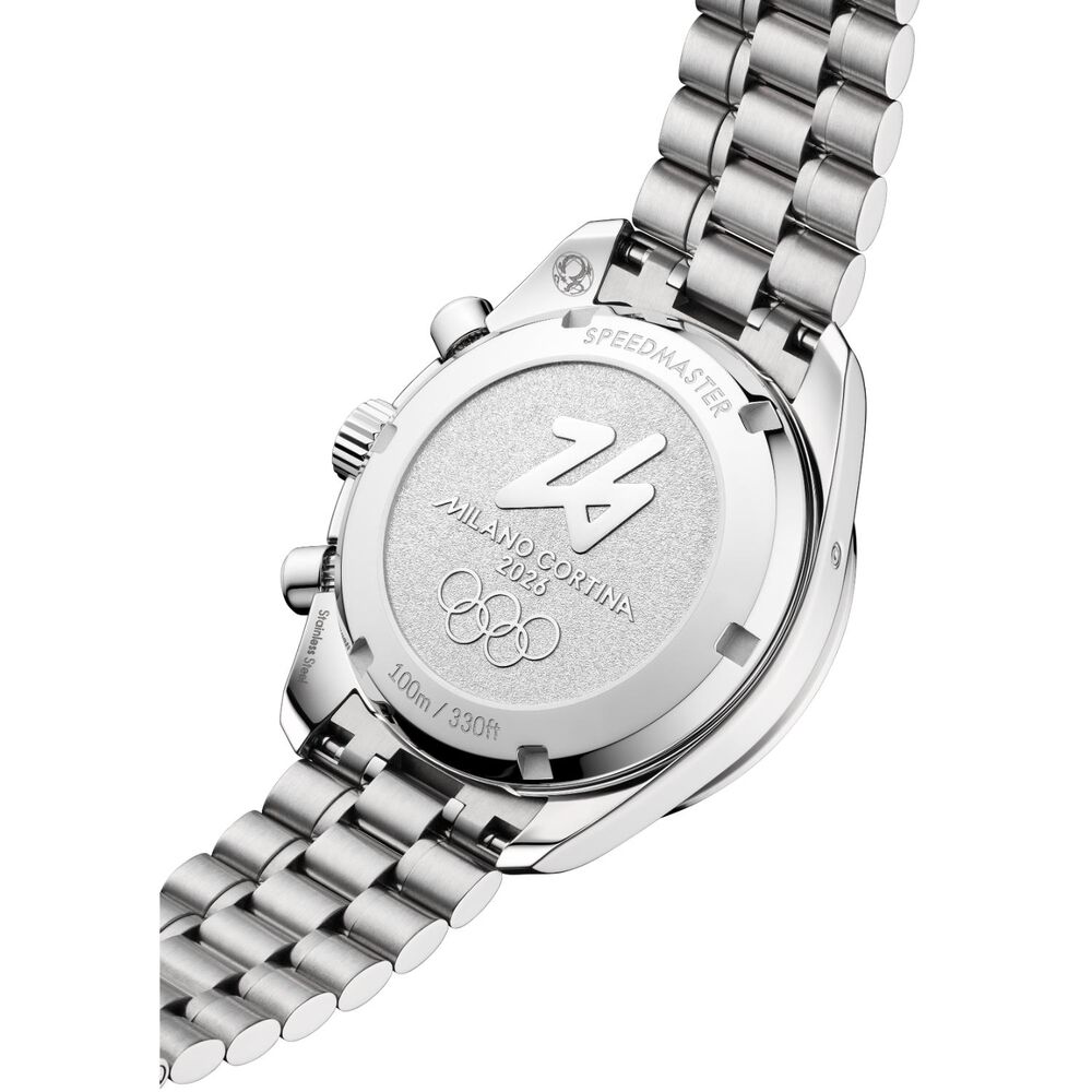 Omega Speedmaster 38mm Milano Cortina 2026 White Dial Steel Bracelet Watch image number 4