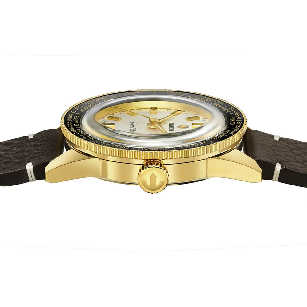 Rado Captain Cook Over-Pole Limited Edition 39mm Gold PVD Steel Bracelet & Leather Strap Watch image number 4
