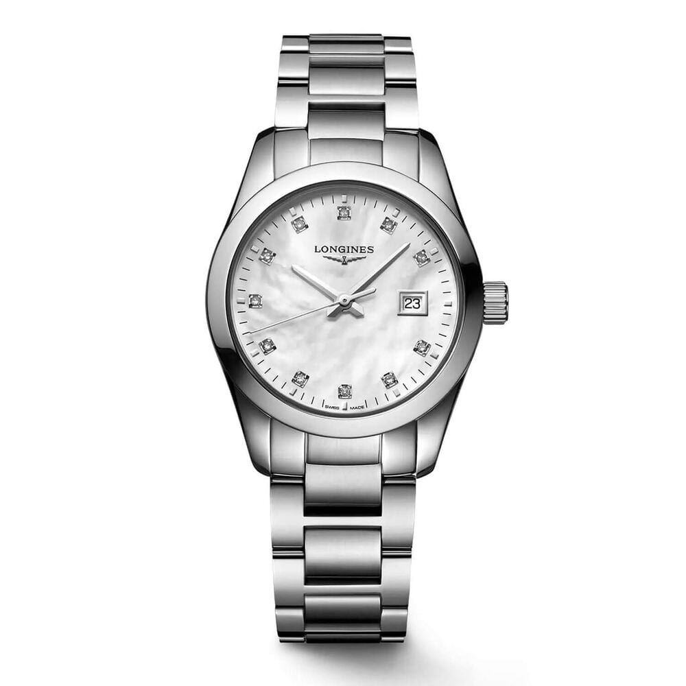 Longines Performance Conquest Classic 30mm Mother of Pearl Steel Watch