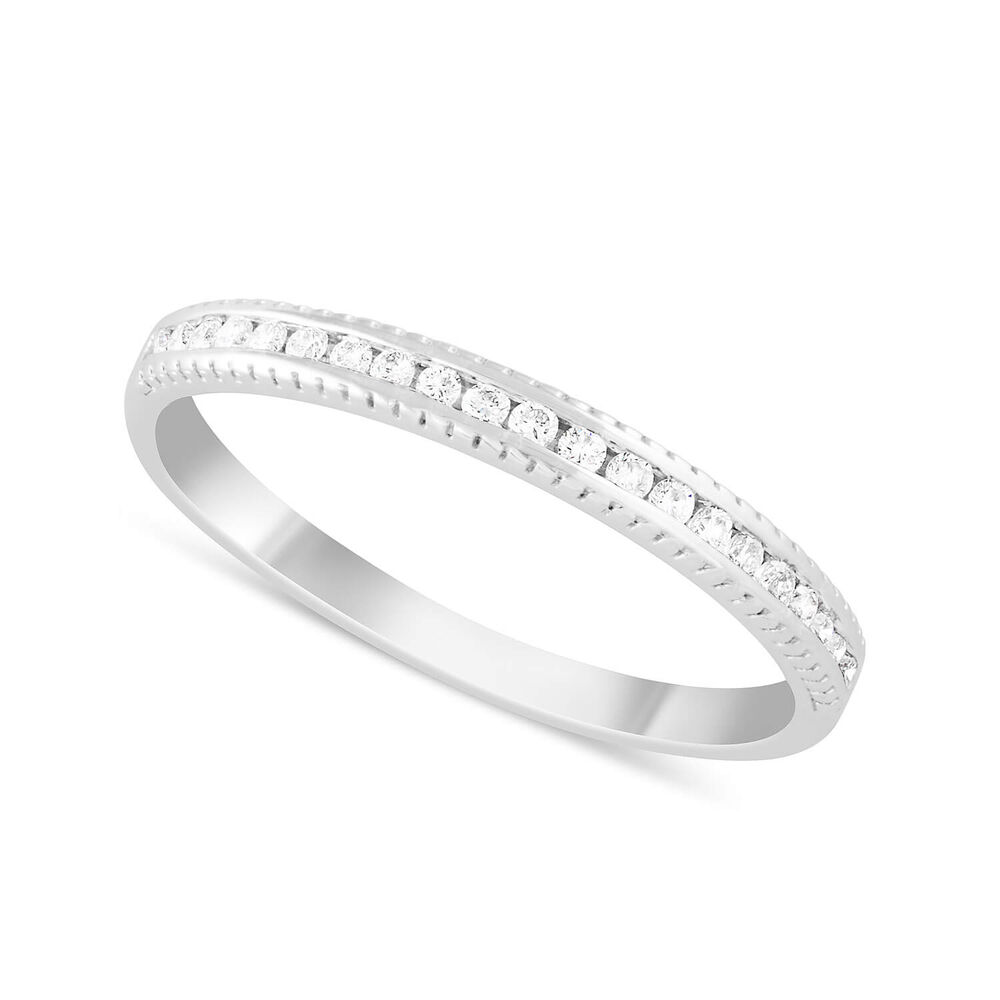 9ct white gold 0.15 carat diamond milgrain ring