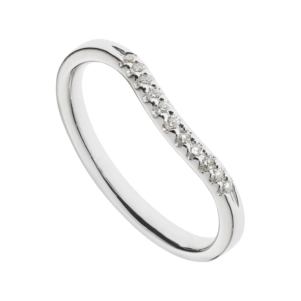 Ladies' 9ct white gold diamond-set shaped wedding ring image number 0
