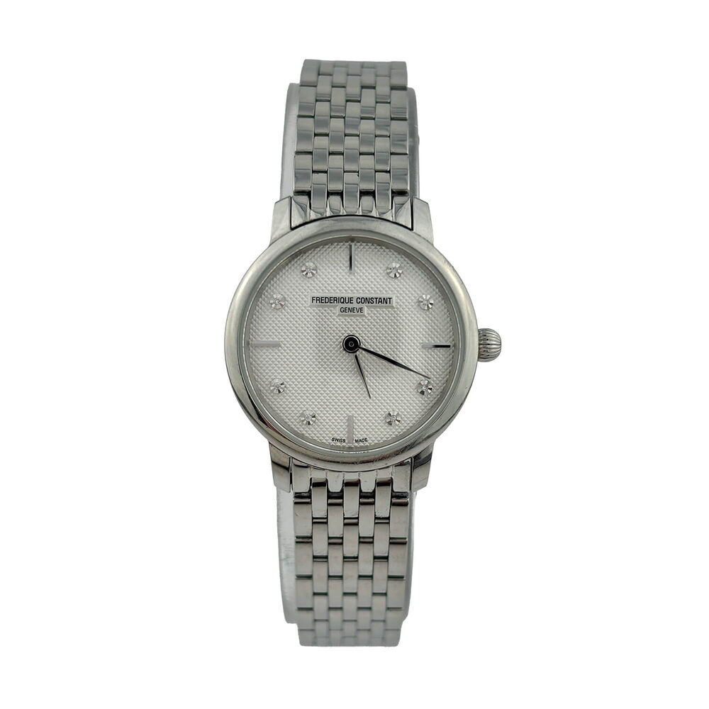 Pre-Owned Frederique Constant Slimline 25mm Quartz Diamond Dial Steel Case Bracelet Watch image number 0