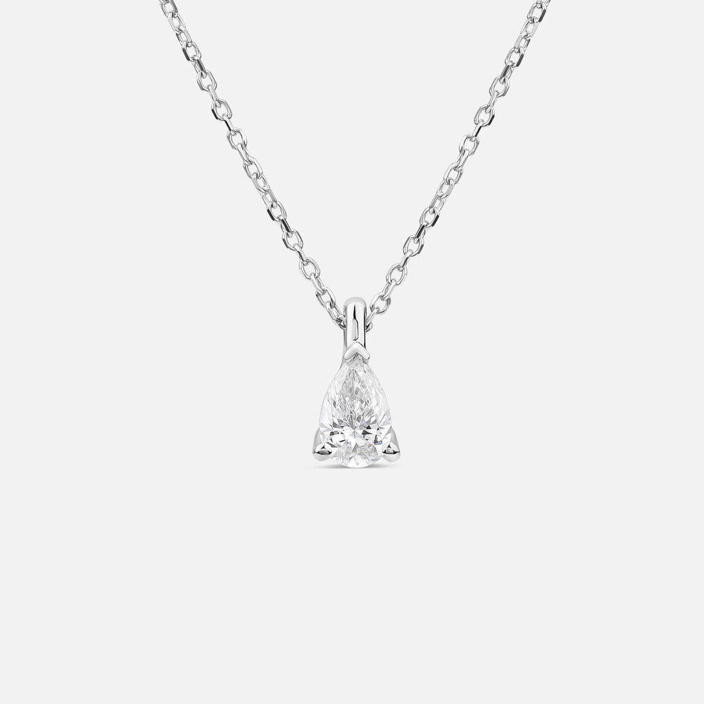 Born 9ct White Gold 0.30ct Lab Grown Pear Diamond Pendant