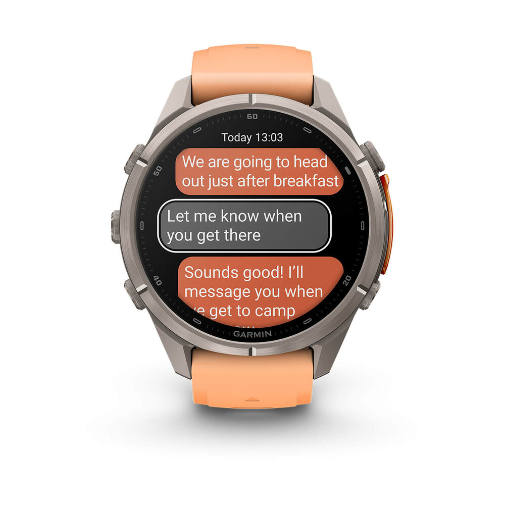 Garmin fenix 9 Pro 43mm Titanium Shell Pink/Autumn Orange Silicone Strap Watch