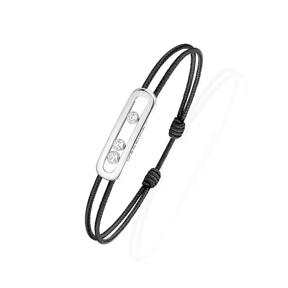 Messika Care(s) White Gold 0.09ct Diamond Black Cord Bracelet image number 0