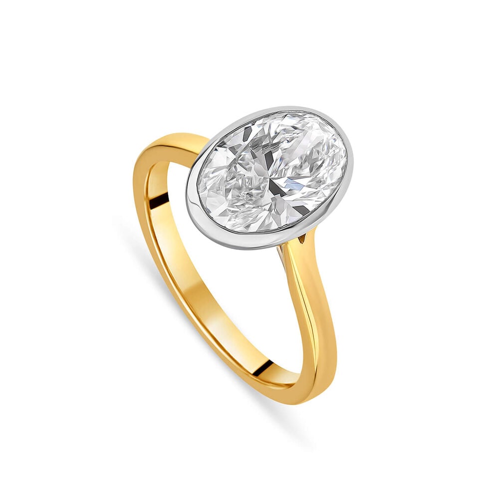 Born 18ct Yellow Gold 2.00ct Oval Lab Grown Diamond Bezel Set Solitaire Ring