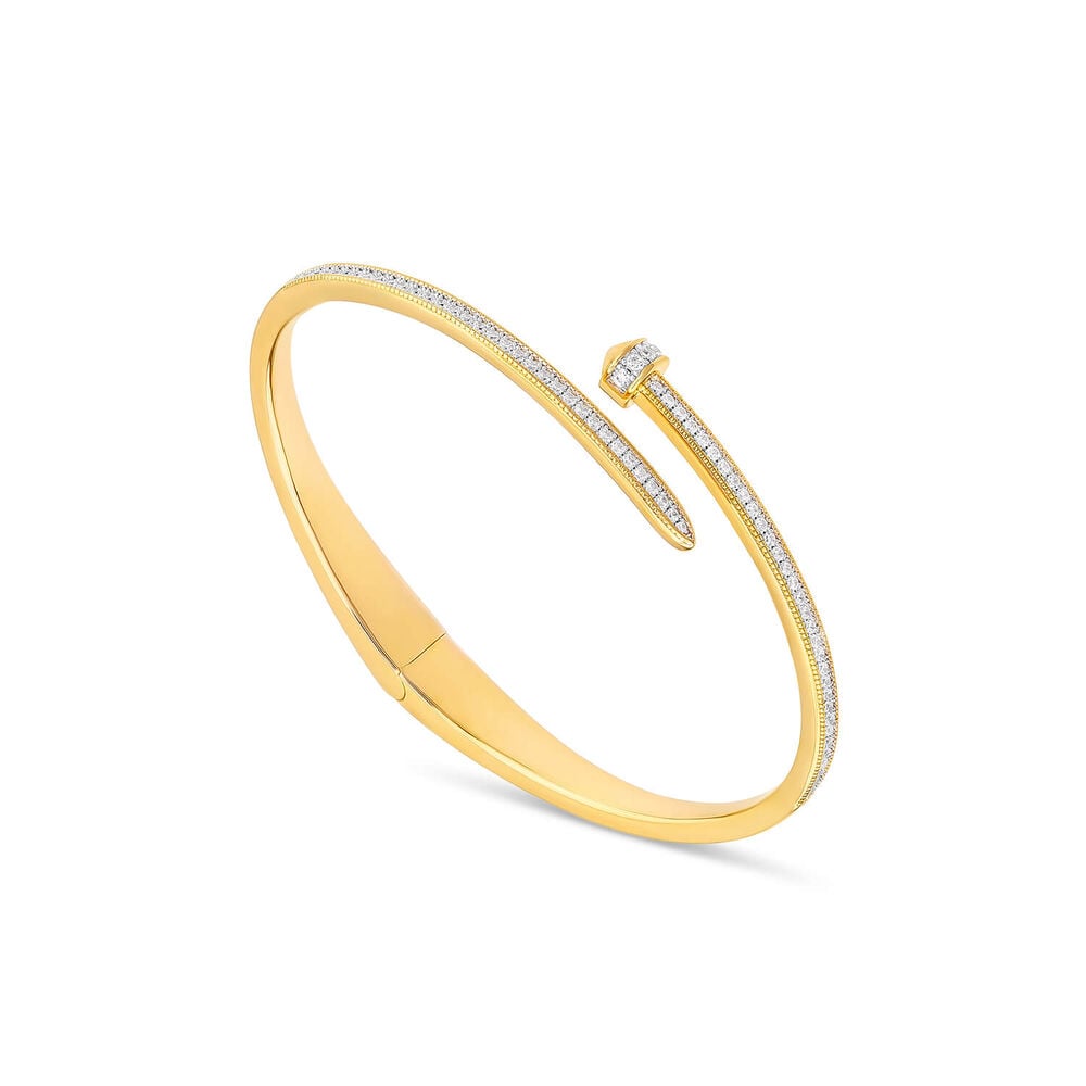 Yellow Gold Plated Cubic Zirconia Nail Bangle image number 0