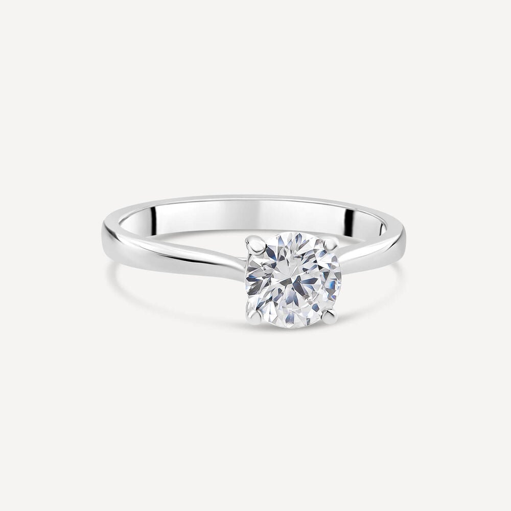 Platinum 1.00ct Round Brilliant Diamond Four Claw Solitaire Ring