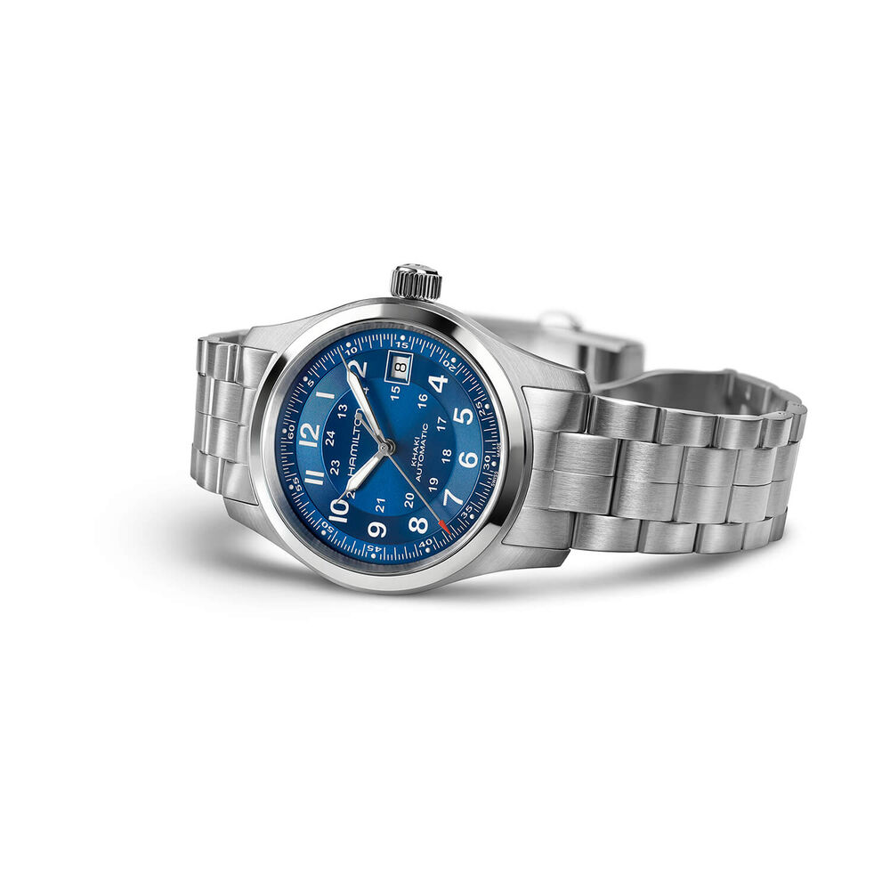 Hamilton Khaki Field 38mm Blue Dial Stainless Steel Bracelet Watch image number 2