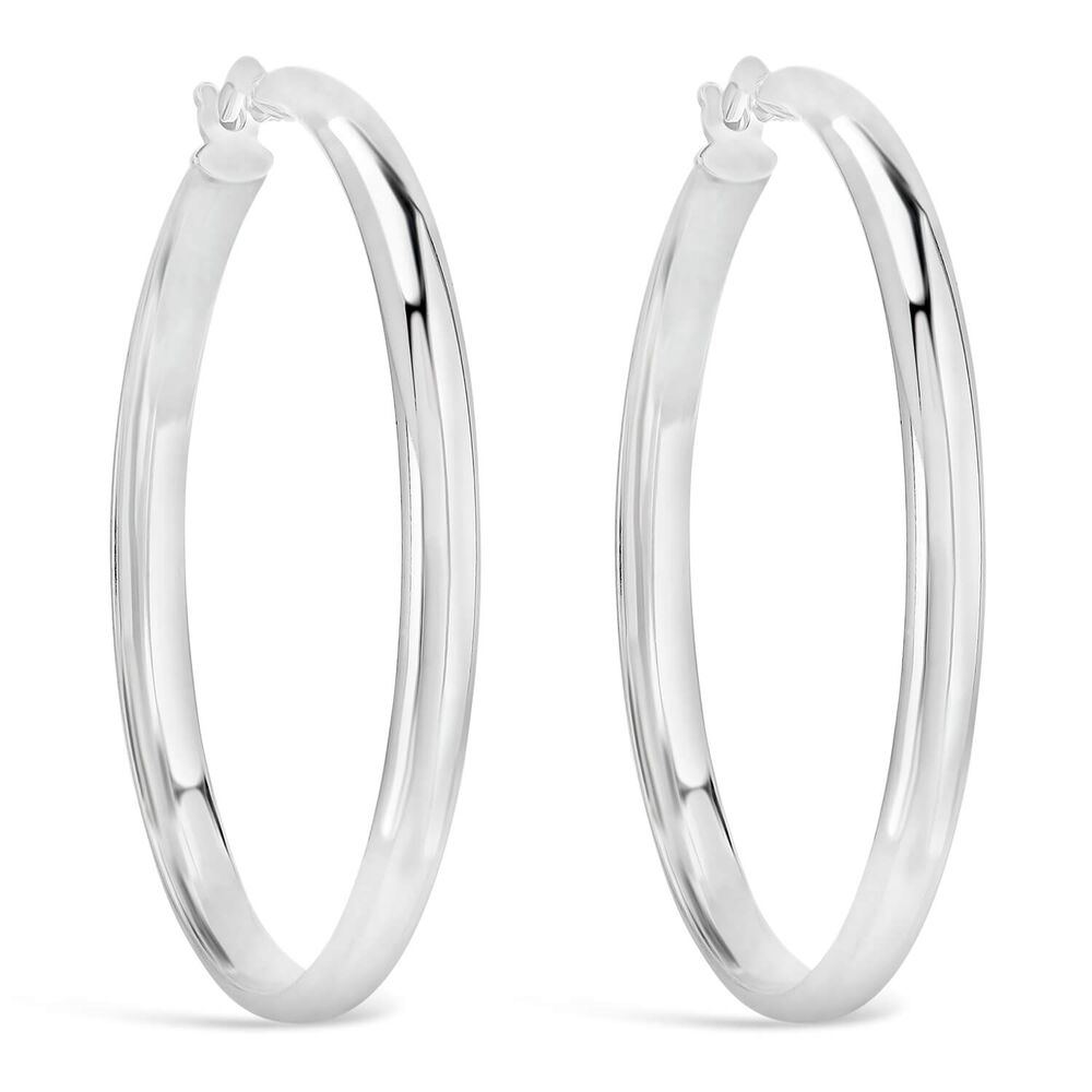 Sterling Silver Plain 30mm Hinged Hoop Earrings