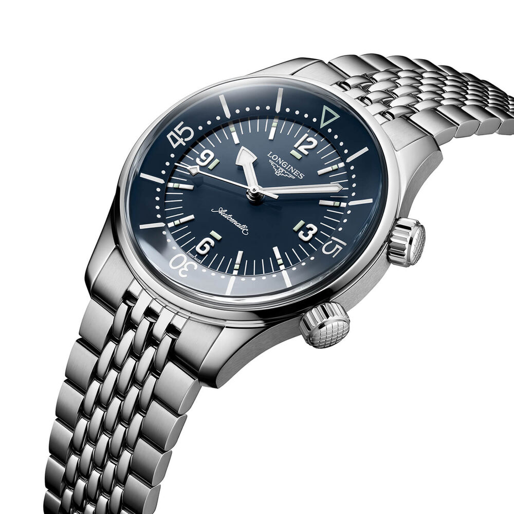 Longines Legend Diver 39mm Blue Dial Stainless Steel Case Bracelet Watch image number 3