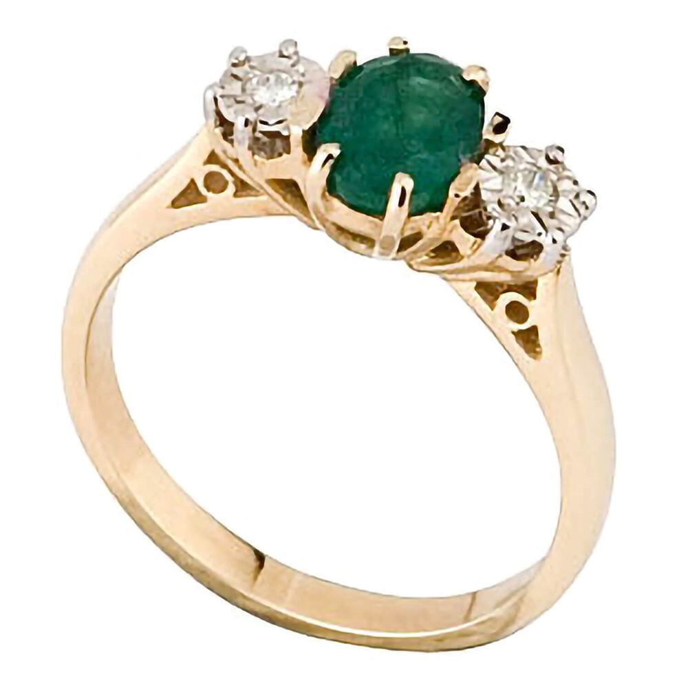 9ct gold diamond and emerald ring