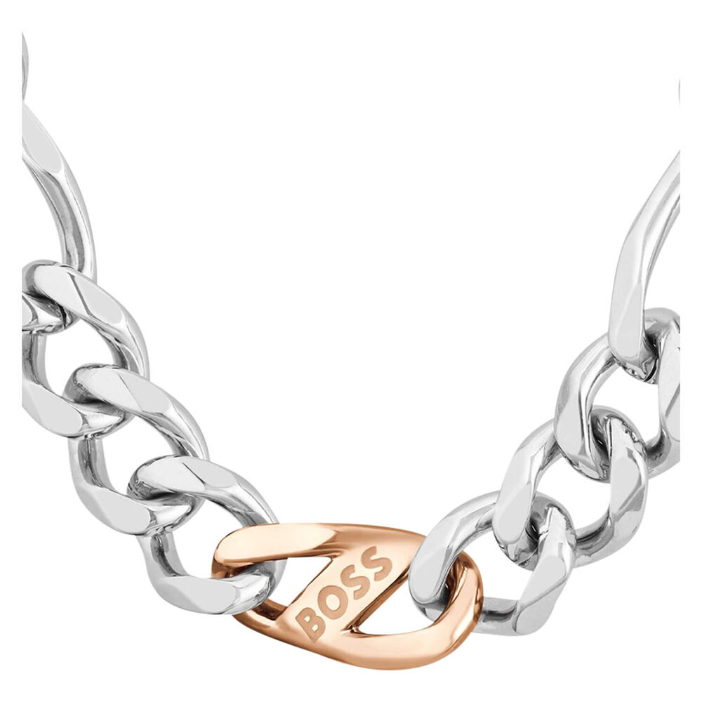 BOSS Rian Two Tone Branded Link Necklace