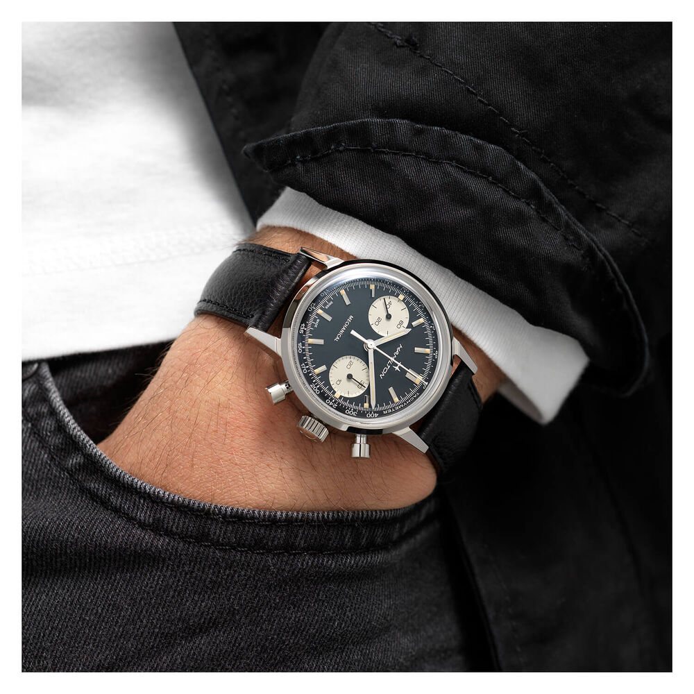 Hamilton American Classic Intra-Matic Chrono Panda Dial Steel Case Strap Watch image number 4