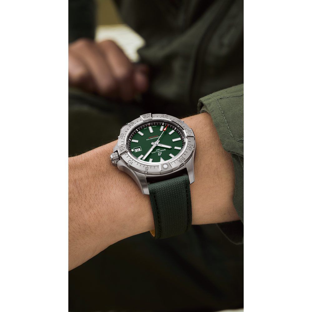 Breitling Avenger Automatic 42mm Green Dial & Black Leather Strap Watch image number 2