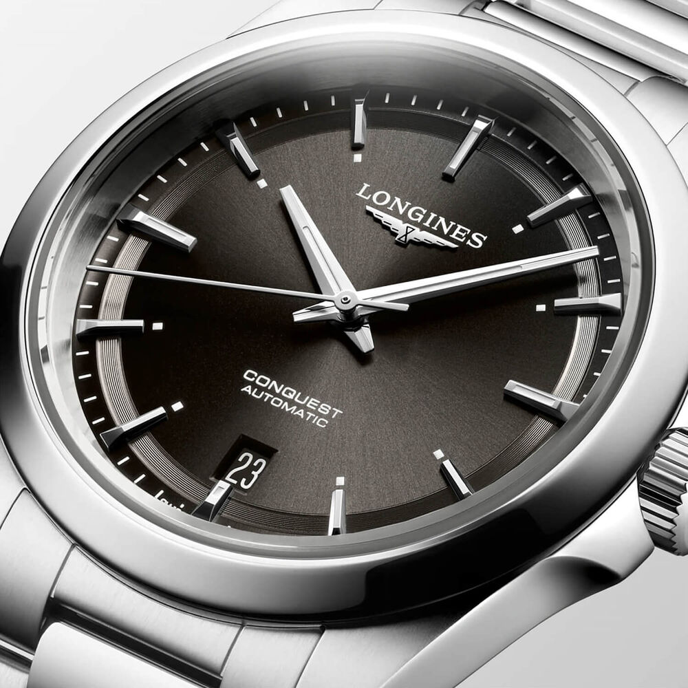 Longines Conquest 38mm Black Dial Steel Bracelet Watch image number 2