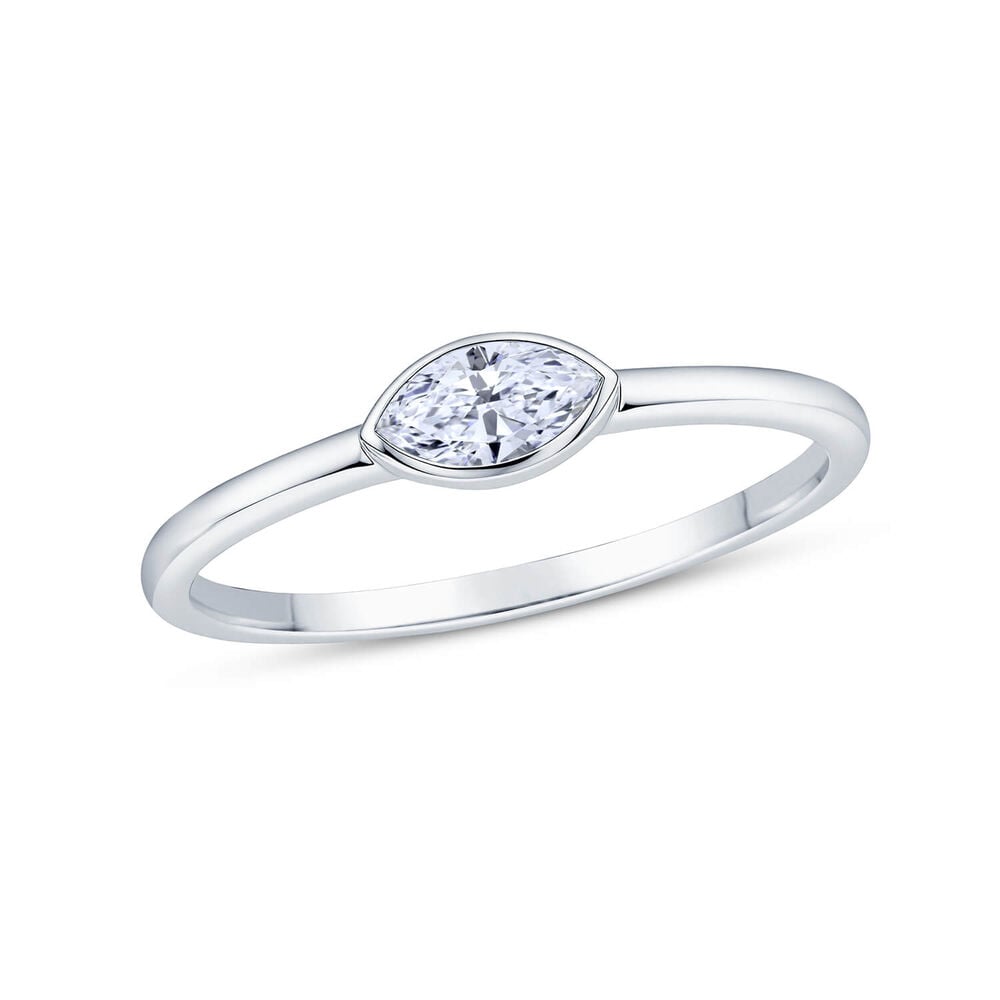 Born Contour 9ct White Gold 0.25ct Marquise Lab Grown Diamond Bezel Set Ring