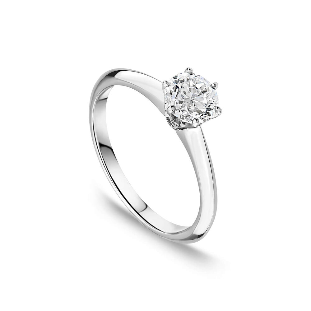 Platinum 0.80ct Round Diamond Six Claw Solitaire Ring image number 0