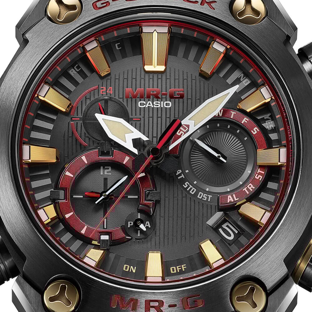 G-SHOCK MR-G 54.7mm Black & Red Dial Titanium Bracelet Watch image number 3