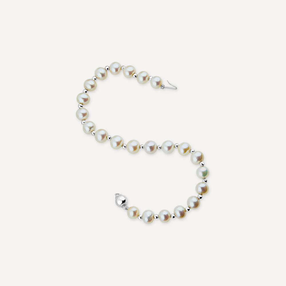 9ct white gold 6-6.5mm freshwater cultured pearl bracelet image number 3