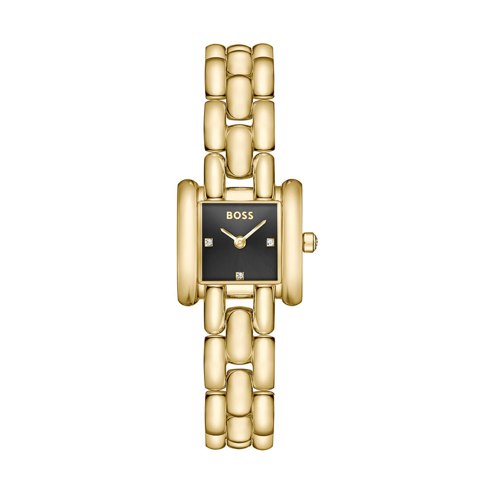 BOSS Violet 21mm Black Dial Gold Tone Steel Bracelet Watch