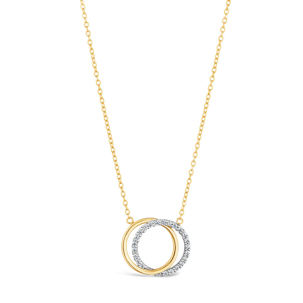 9ct Two-Tone Gold Cubic Zirconia Double Circle Necklet