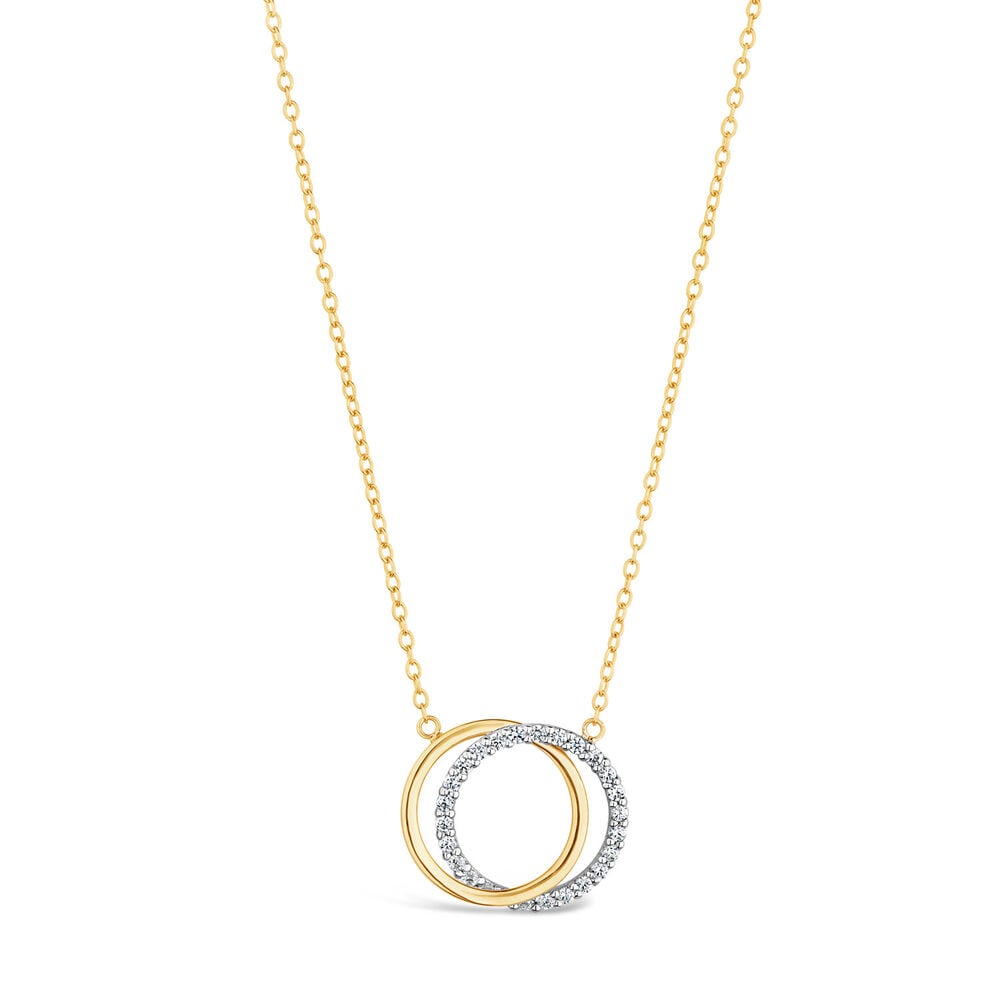 9ct Two-Tone Gold Cubic Zirconia Double Circle Necklet image number 0