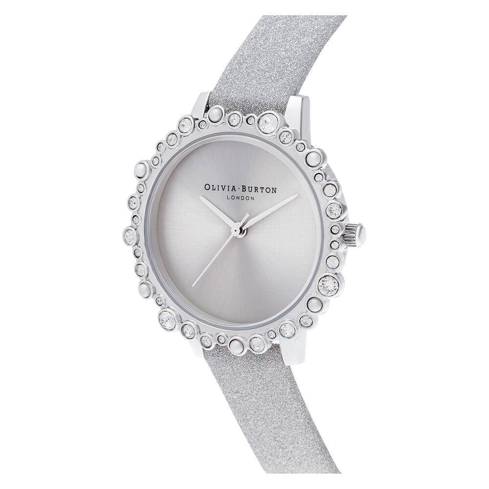 Olivia Burton Bubble Case Glitter Strap & Silver Ladies Watch
