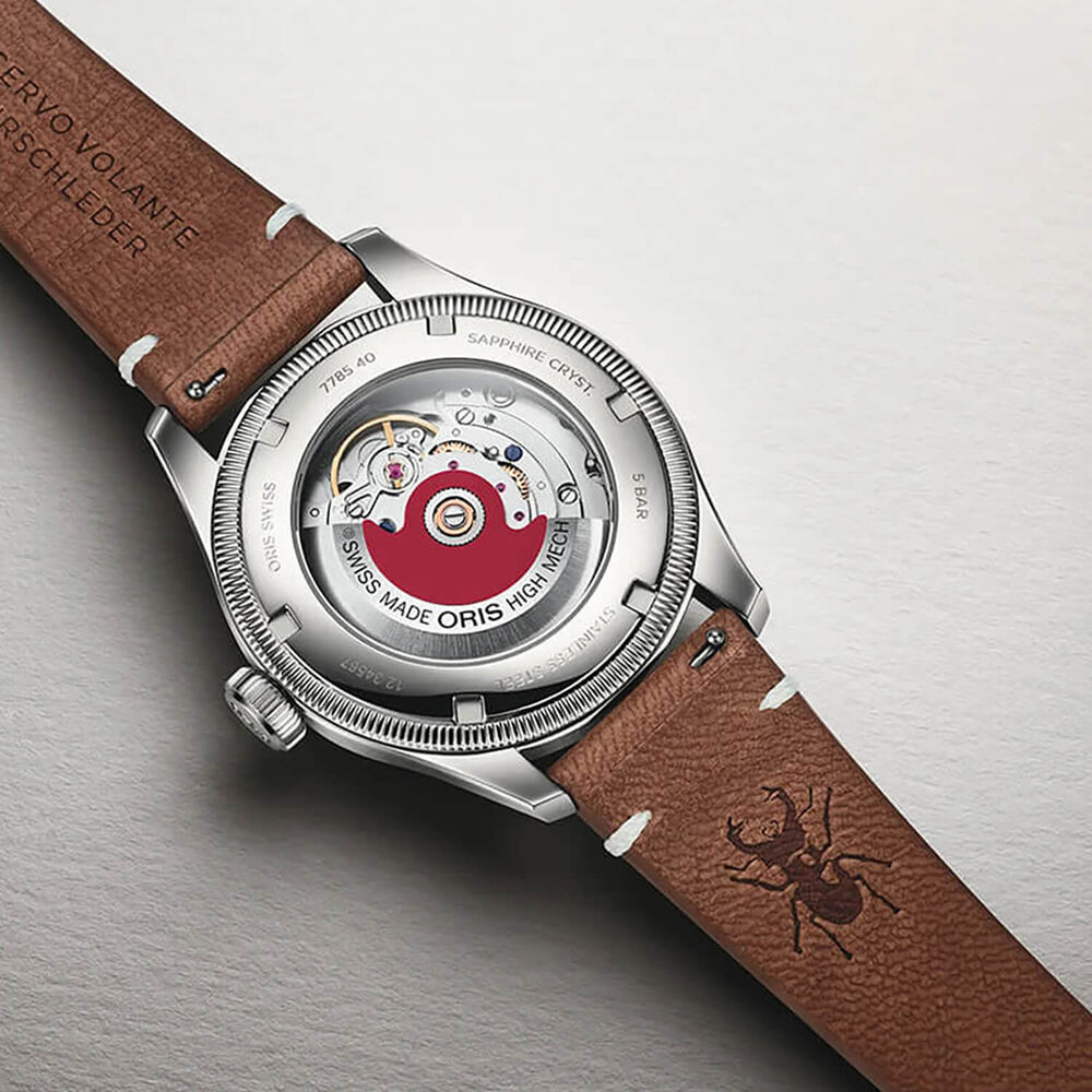 Oris x Cervo Volante Big Crown 40mm Orange Dial Brown Leather Strap Watch