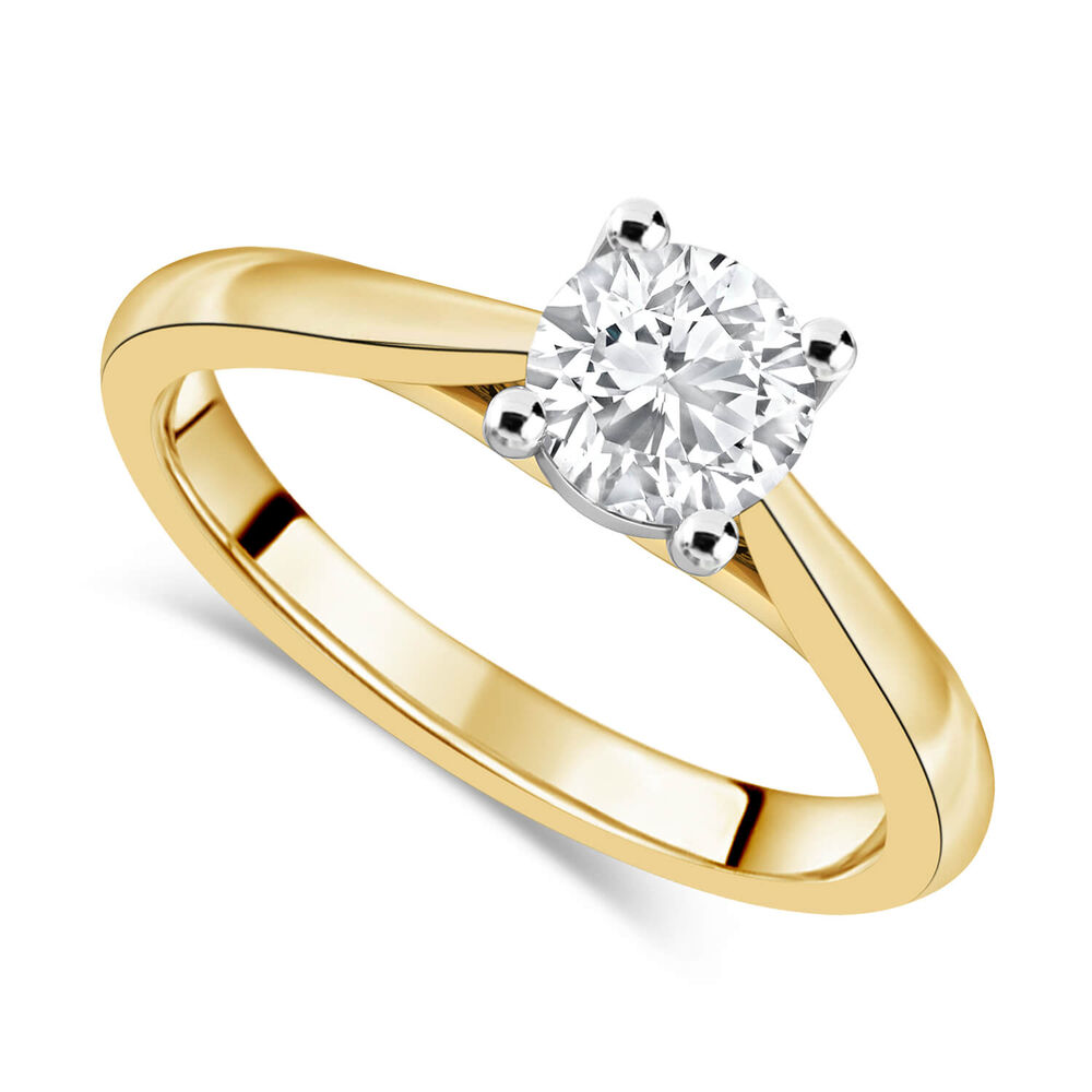18ct Yellow Gold 1.00ct Round Diamond Orchid Setting Ring