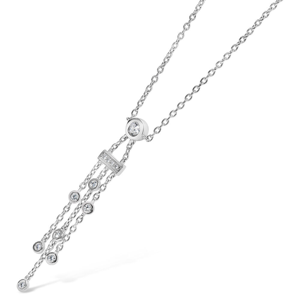 Silver Cubic Zirconia Rubover Multi Chain Pendant image number 1