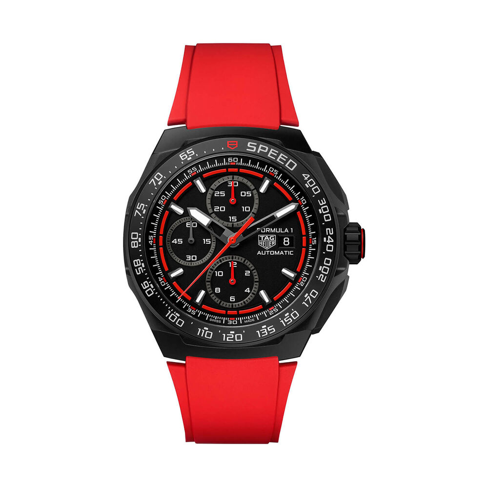 TAG Heuer Formula 1 Chronograph 44mm Black & Red Dial Red Rubber Strap Watch image number 0