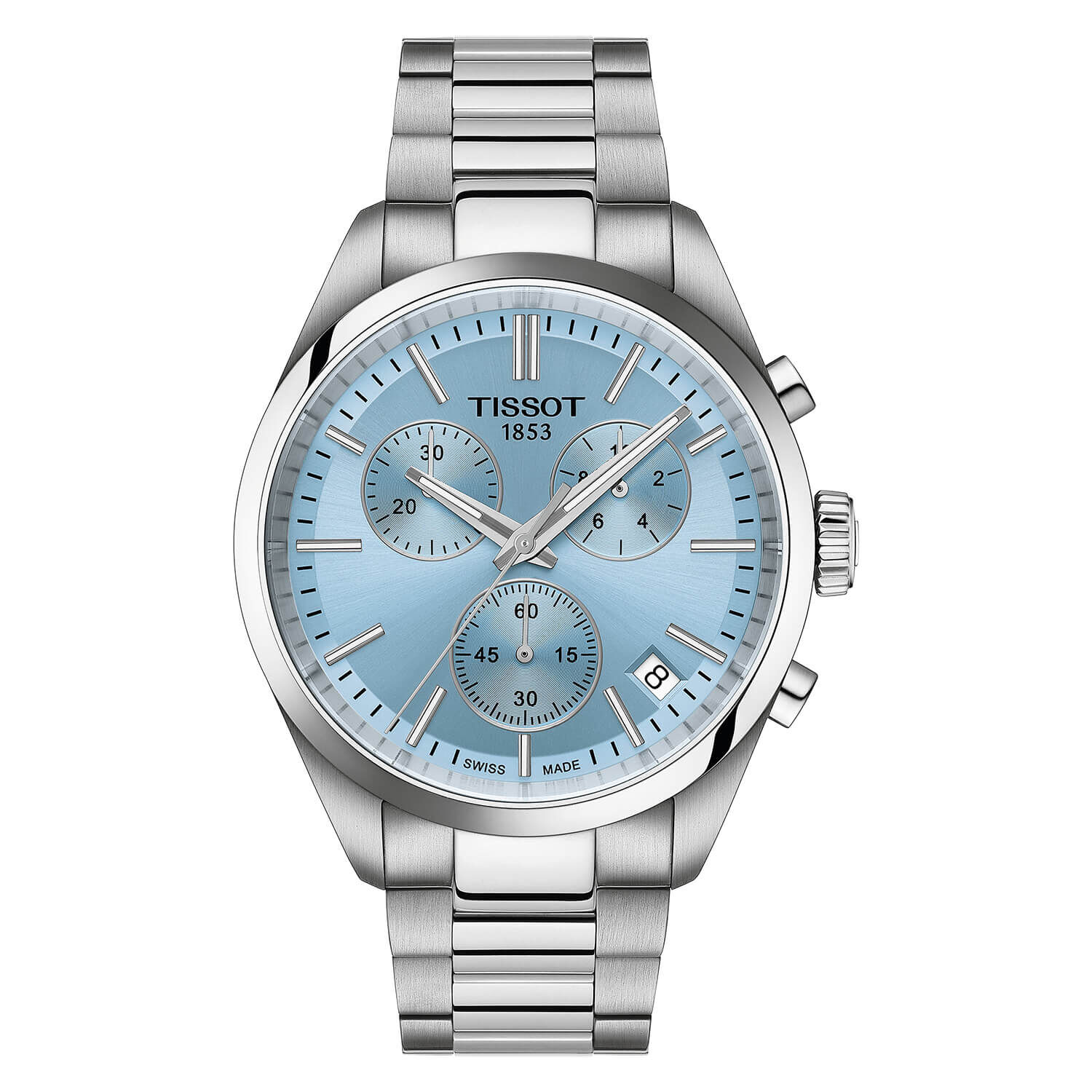 Tissot PR 100 Chronograph 40mm Ice Blue Dial Bracelet Watch