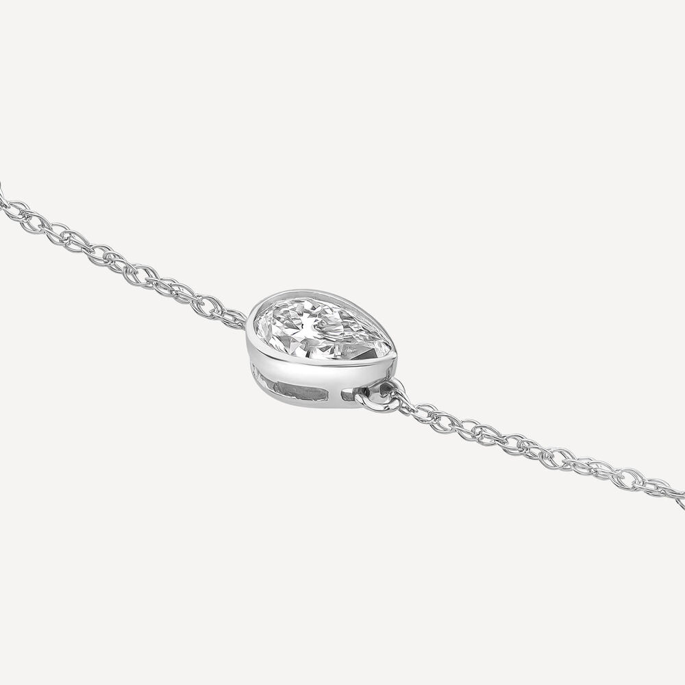Born Kissed with Diamonds 9ct White Gold Lab Grown 0.20ct Pear Diamond Chain Bracelet image number 2
