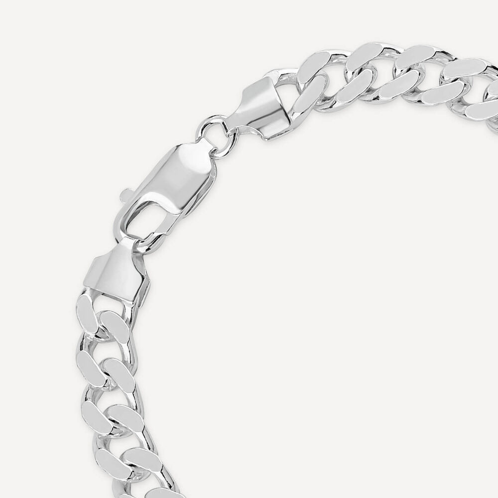 Sterling Silver Square Curbed Men's Bracelet image number 4